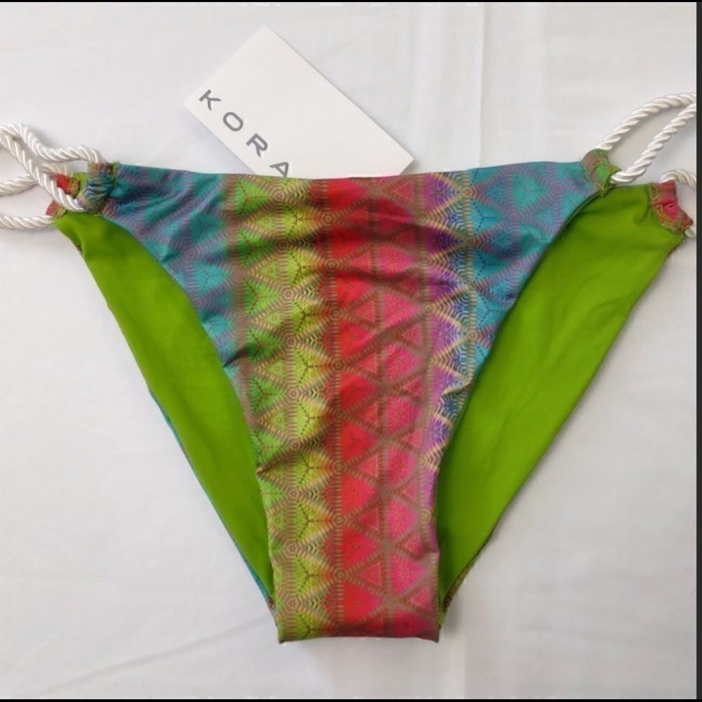 Koral Swim Bikini Bottoms in Striped Geometric NWT
